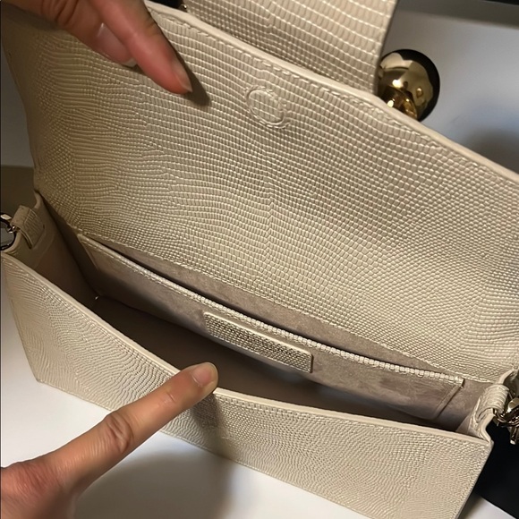 STRATHBERRY mini crescent embossed lizard vanilla purse - Picture 3 of 9